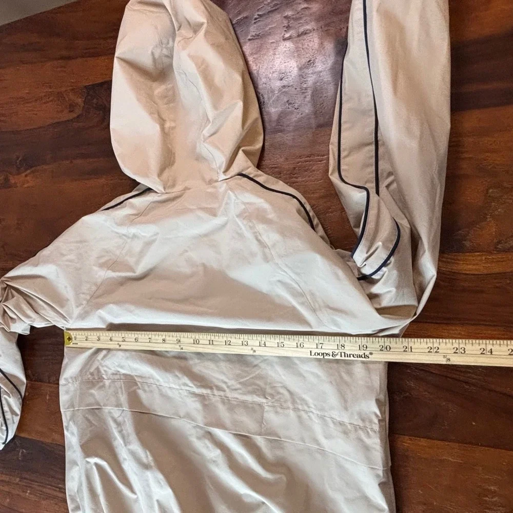 Tommy Hilfiger Mens Small Beige Hooded Windbreaker Jacket Mesh Lined Full Zip